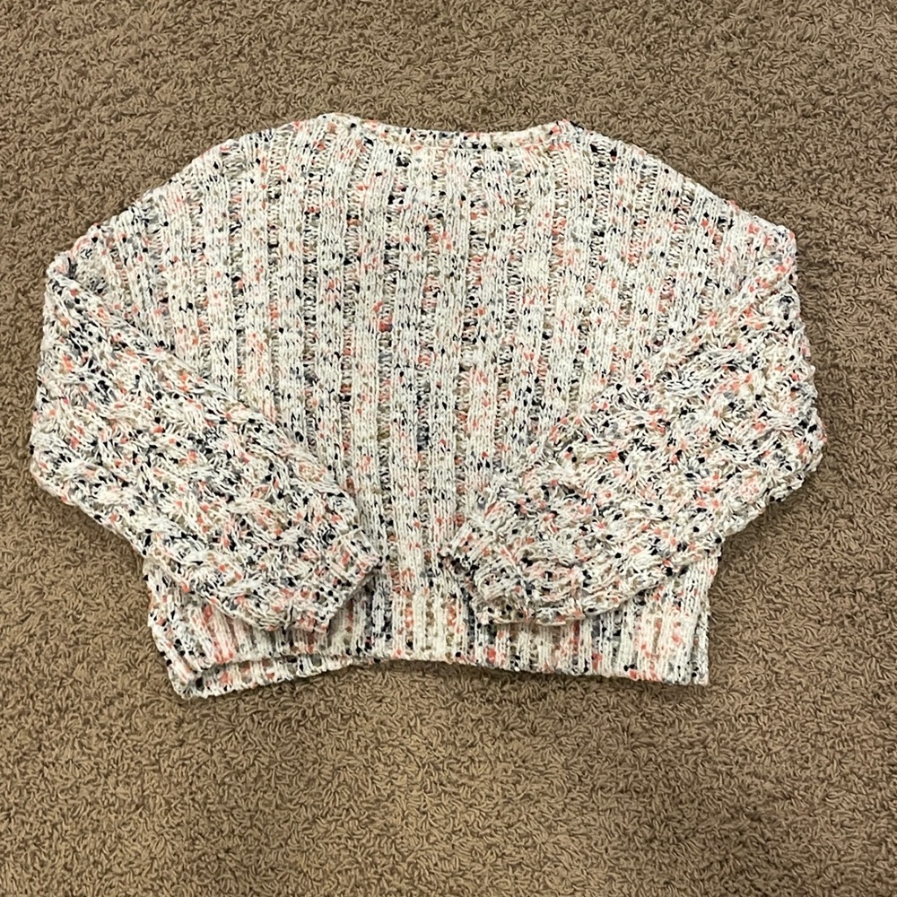 Jessica Simpson Slightly Cropped White and Colorful Sweater - Picture 4 of 4